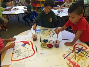 Sharing tempera cakes: MIX colors on paper, not in paints